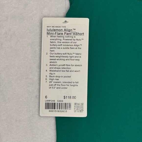 lululemon Align Mini-Flare Pant Extra Short Length GREEN NWT - Picture 3 of 8